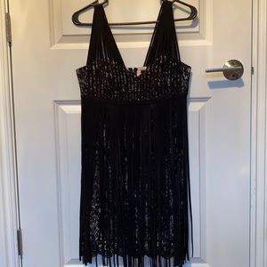 BCBGMaxAzria Black Fringe Dress